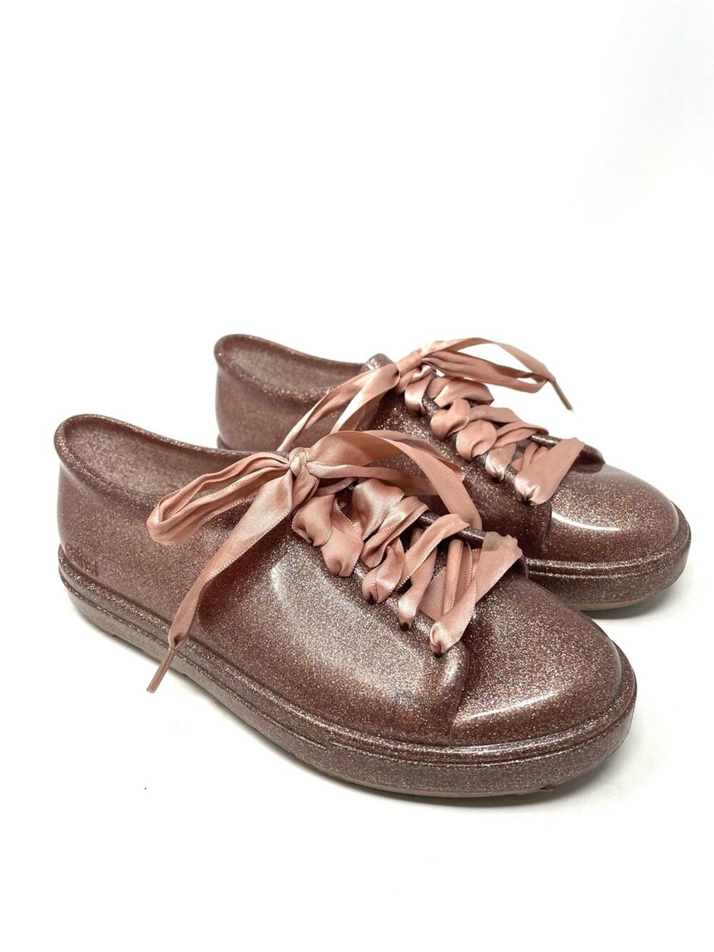 Mel by Melissa x Mickey Mouse‎ Pink Glitter Lace Up Shoes Girl's Size US 3 EU 34